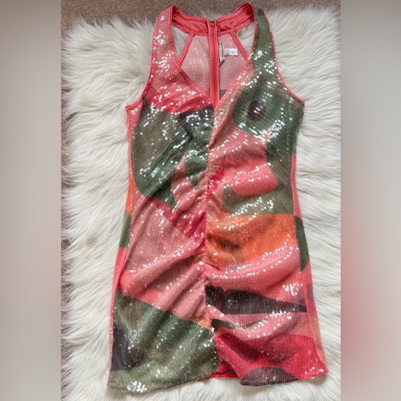 New Hutch Campbell Sequin Mini Cover Up Dress Pink - Picture 3 of 7